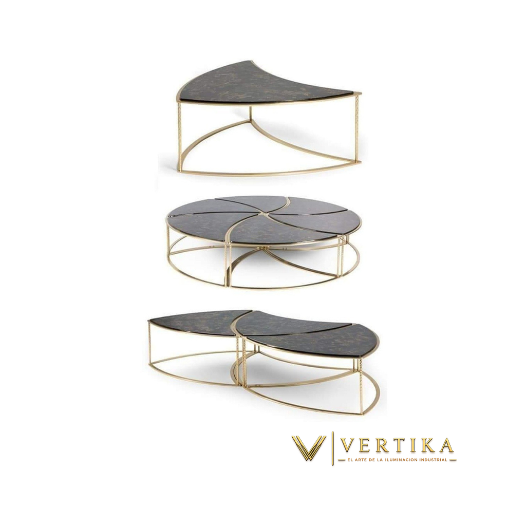 Conjunto de Mesas Auxiliares "Tornado" (6 Piezas) – Elegancia Geométrica y Versatilidad