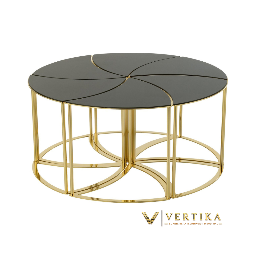 Conjunto de Mesas Auxiliares "Tornado" (6 Piezas) – Elegancia Geométrica y Versatilidad